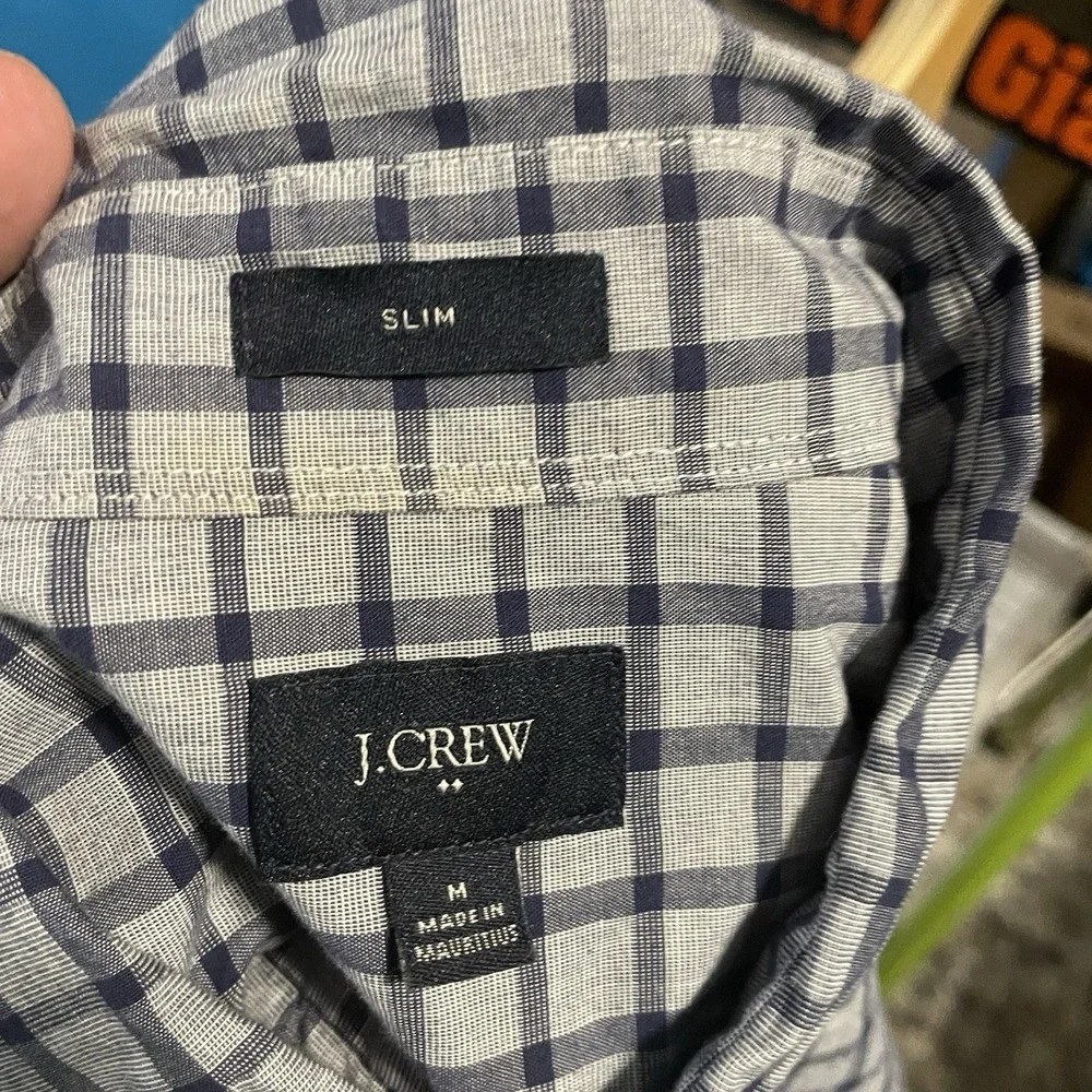 J. Crew‎ Men's M Slim Fit Long Sleeve Button Down Blue Plaid Shirt Style #F4560